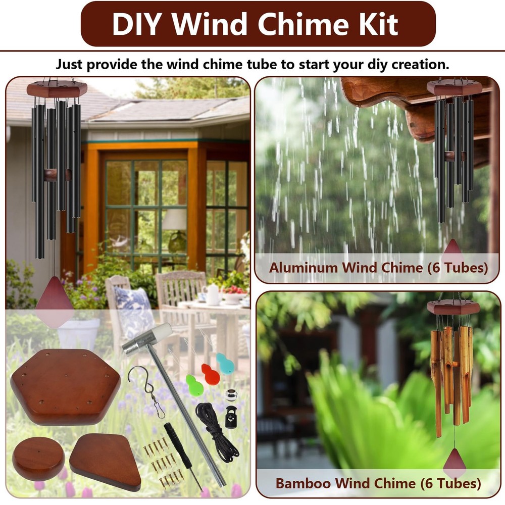 Wind Chime Kit 28 PCS Replacement Parts Including Brown, Brown