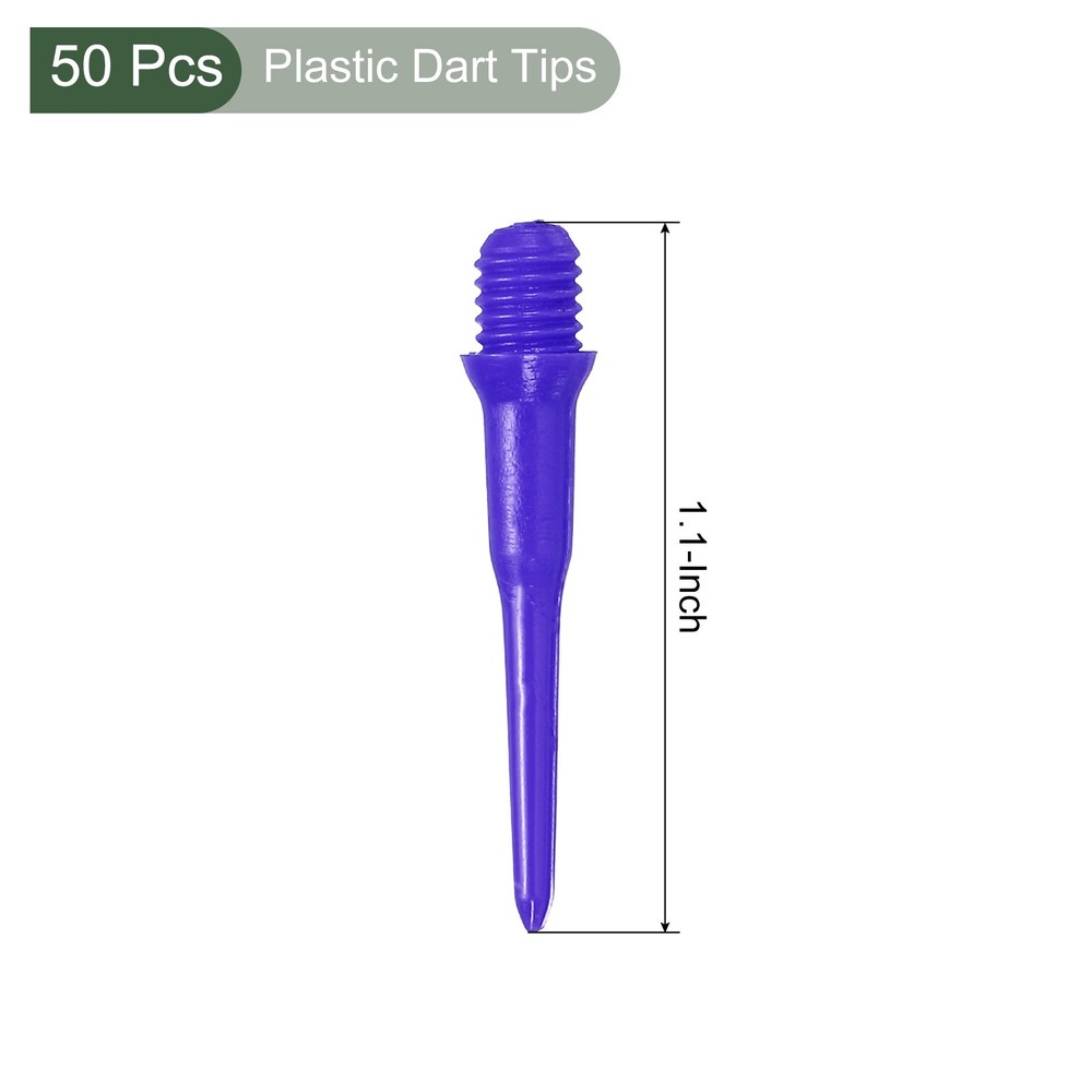 50Pcs Plastic Dart Tips,Game 2BA Thread Soft Darts Tip Blue