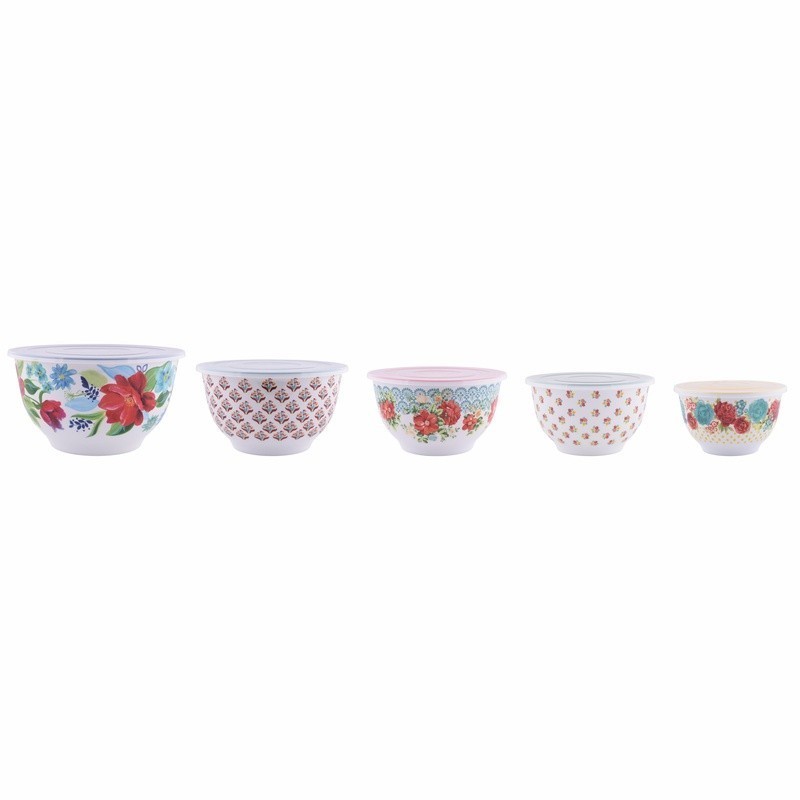 Melamine Mixing Bowl Set 10 Piece Nesting Kitchen Prep Storage Dishwasher Safe