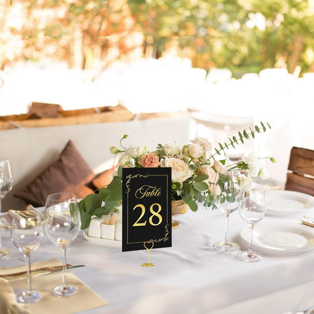 JOYIT 31 Sets Wedding Table Number Holders Black Gold Metal Rectangular Pedestal