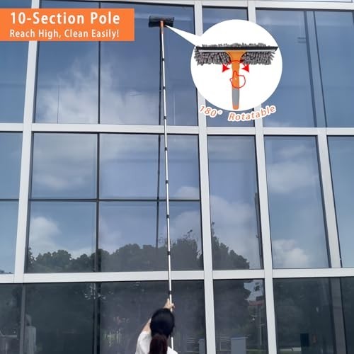 12.5 FT Window Cleaning Kit - Extension Pole, Squeegee, Washer & Gutter Brush