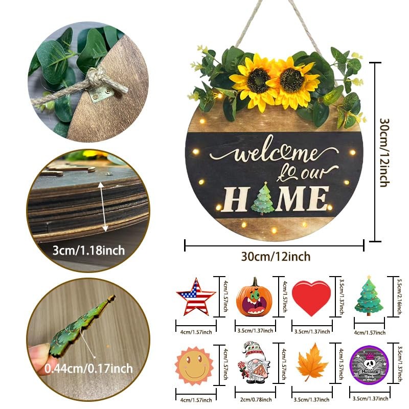 interchangeable welcome sign with 15 LED lights 8 light modes, 25