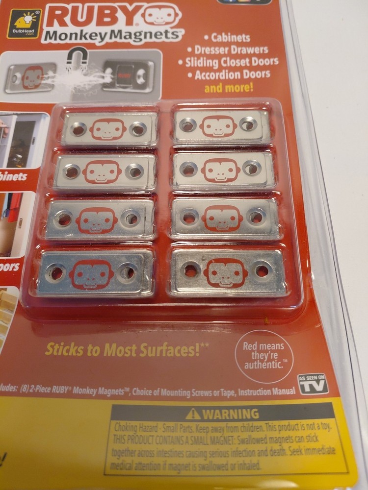RUBY Monkey Magnets Ultra-Thin Magnetic Plates Keep It All Shut, AS-SEEN-ON-TV