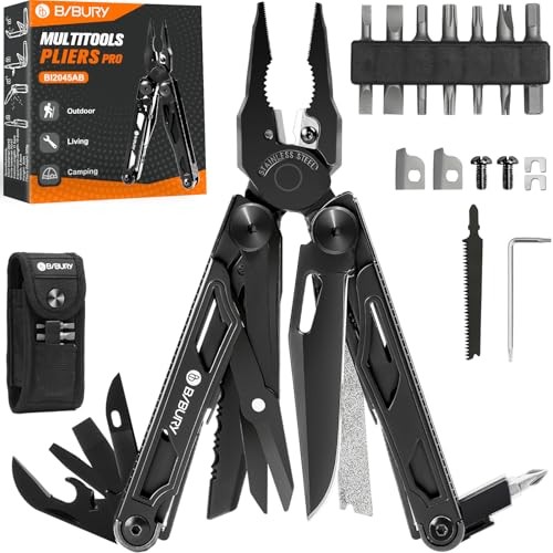 Multitool Pliers Pro BI2045AB, Stainless Steel Foldable Multi Tool with