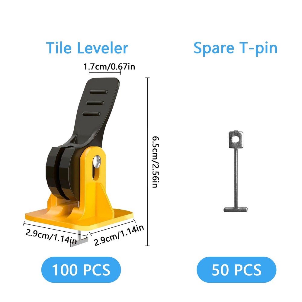 100PCS Tile Spacers Leveling System Set, 100 Reusable Tile Levelers+50 Replac...