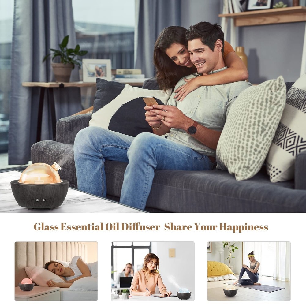 Glass Essential Oil Diffusers ，280ml Aromatherapy Diffuser for Esse... Fa