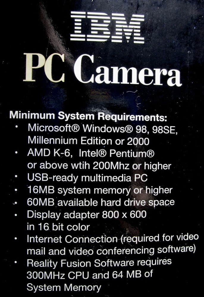 IBM PC Camera / Web Cam, Windows 98 thru 2000, USB, NEW In Bcx