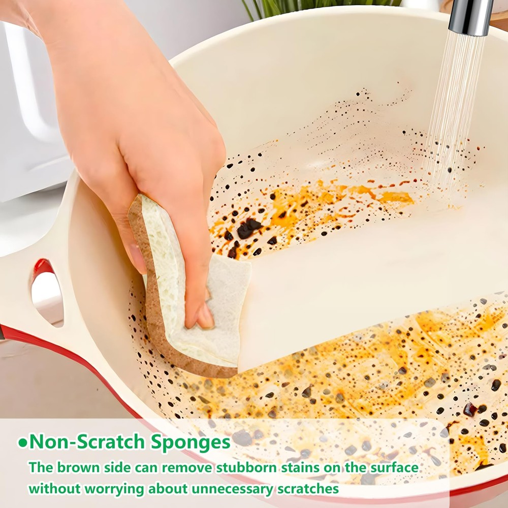 HileSwan Natural Kitchen Sponges, 12 Pack Non-Scratch Scrubber, Biodegradable...