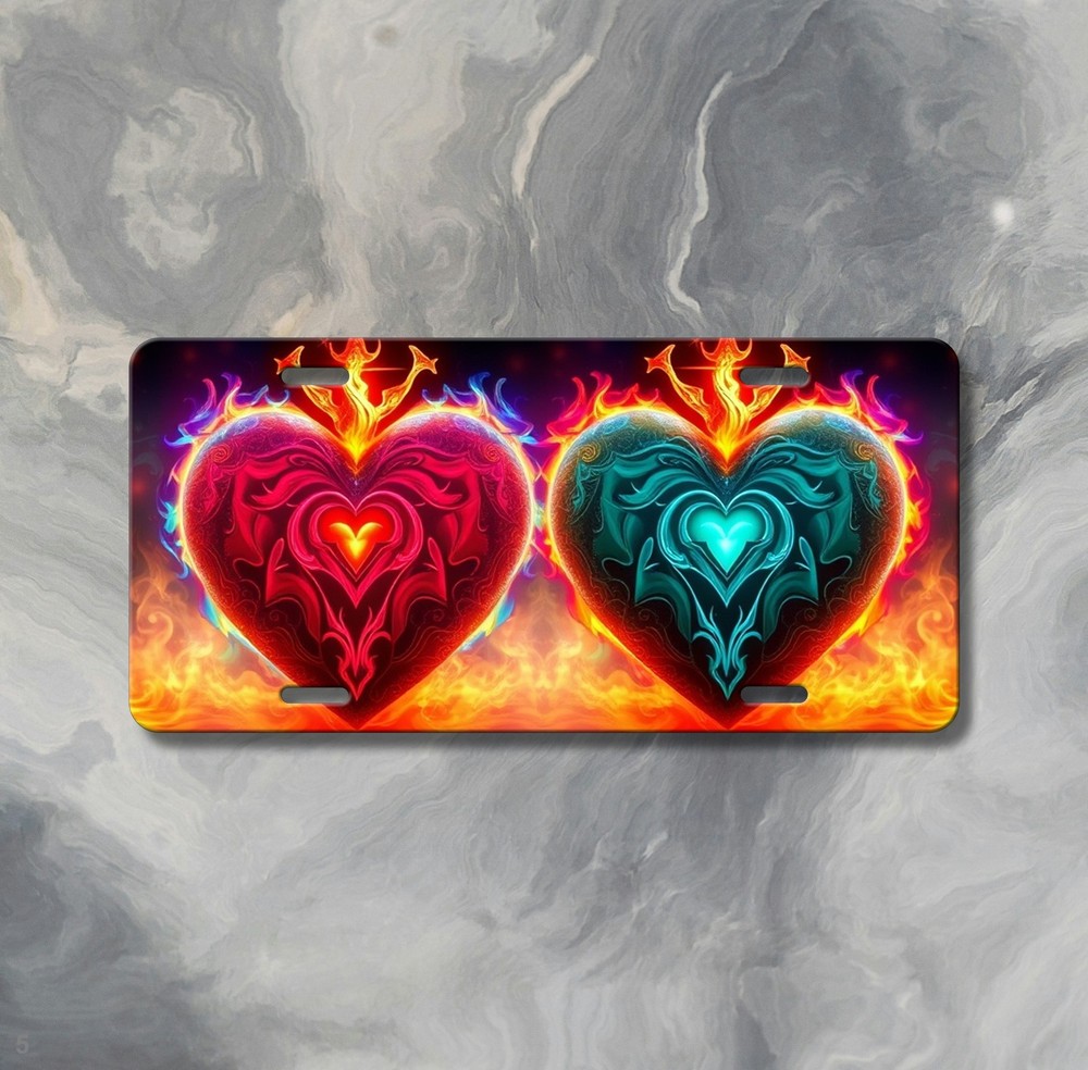 Modern Hearts License Plate Your Text Auto Tag Gift Idea