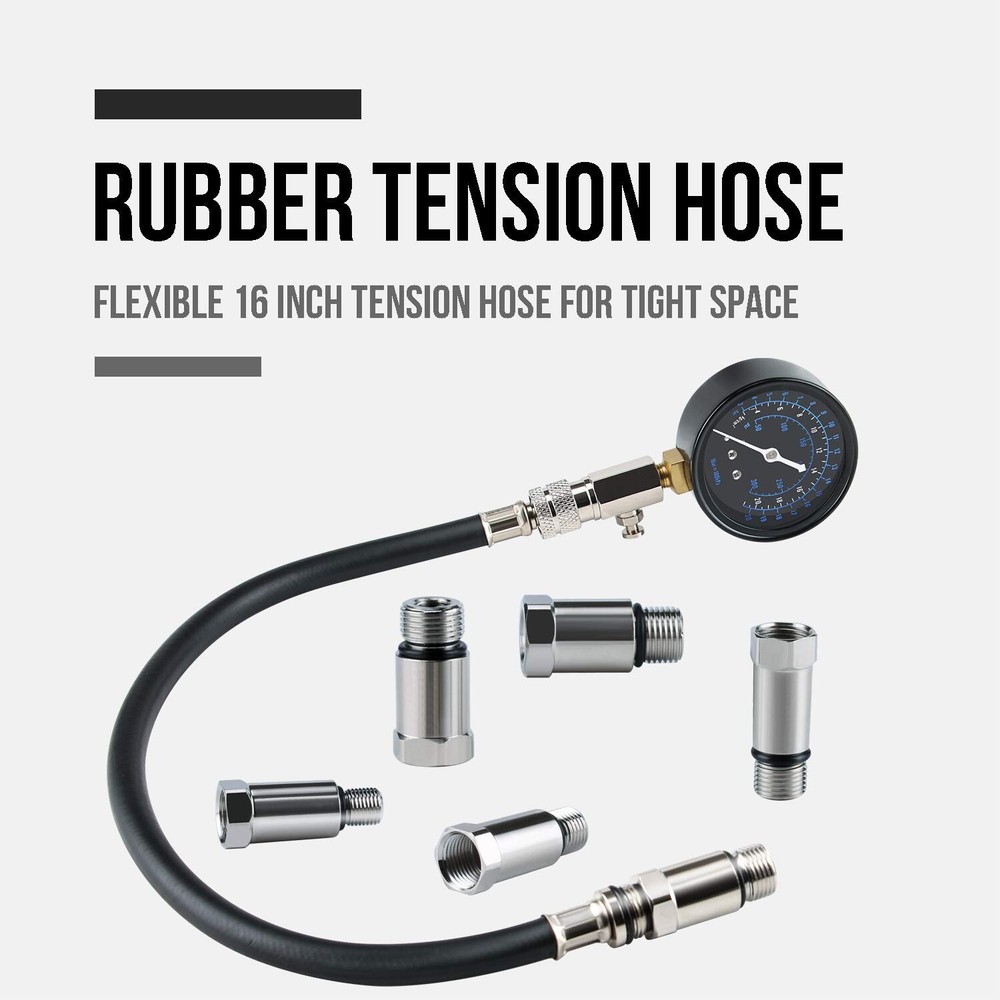 Universal 10-in-1 Engine Compression Tester - Gasoline Cylinder Pressure Kit