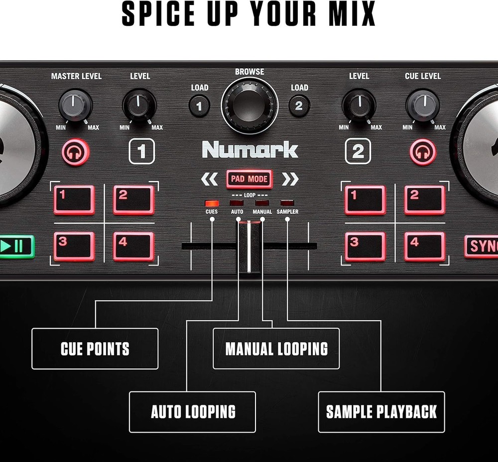 Numark DJ2GO2 Touch Compact 2 Deck USB DJ Controller