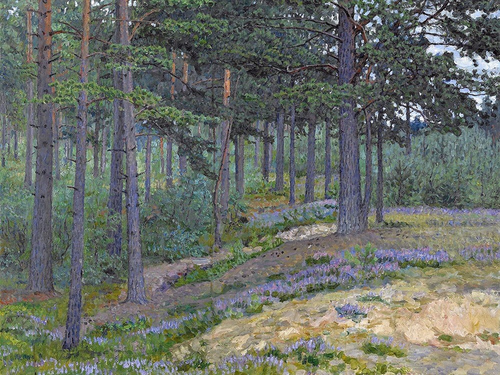 Bluebells by N. Belsky Forest Trees Tile Mural Kitchen Backsplash Marble Ceramic