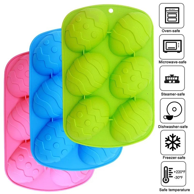Easter Egg Molds Silicone Egg Shaped Baking Pan Cavities Easter Candy