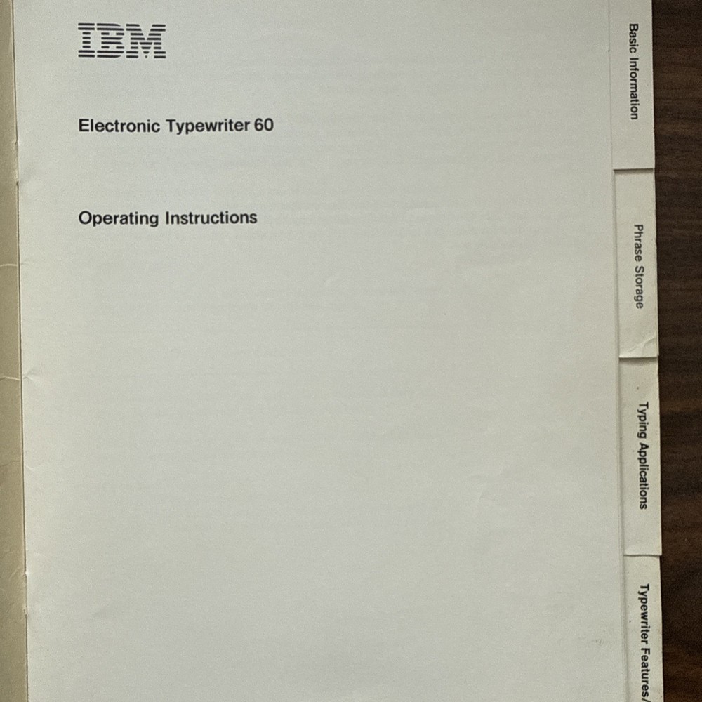 IBM Electronic Typewriter 60 Operating Manual