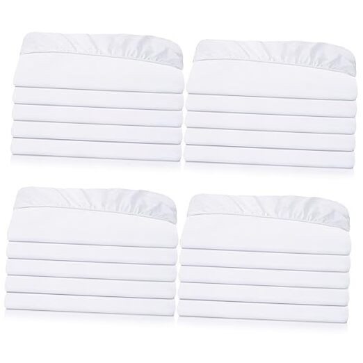 20 Pack Fitted Sheets Bulk with Pocket Elastic Corners Comfy Twin White