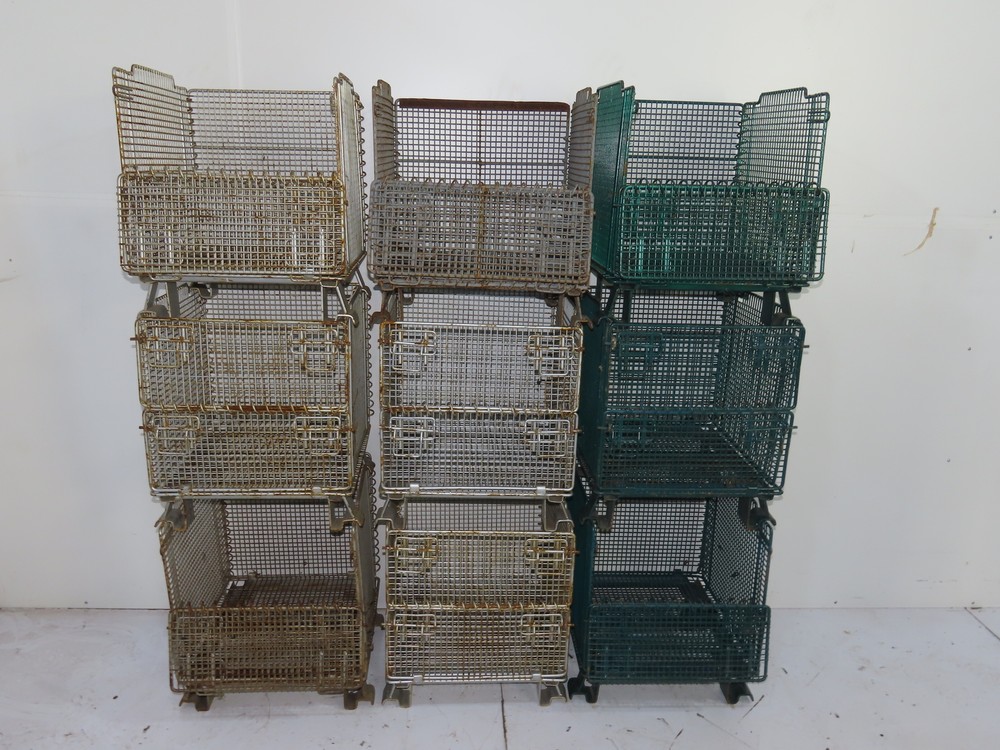 Miniature Collapsible Folding Stackable Industrial Wire Baskets 18"x20"x16"