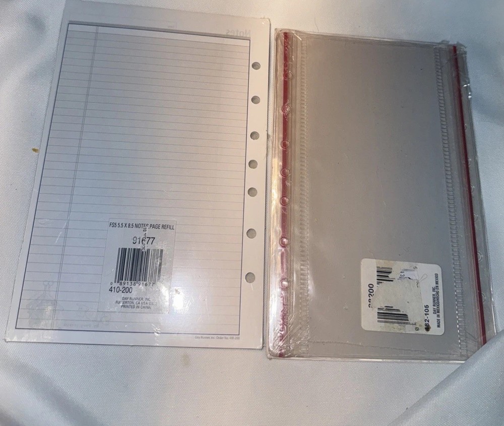 Day Runner Zip Pouch 3 Ring + Notes Pages Refill NEW Sealed