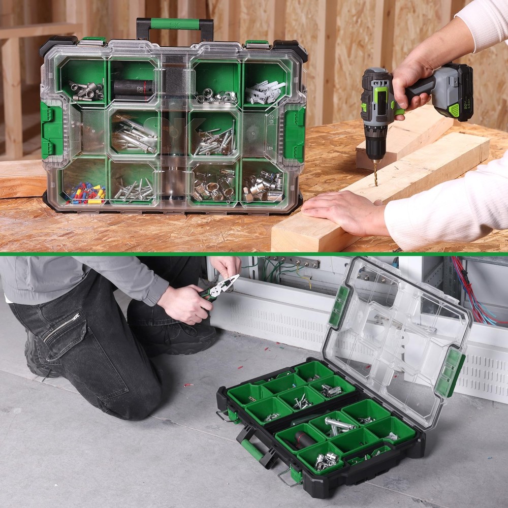 20.5 Inch Small Part Organizer Stackable Tools Box Organizer with 15