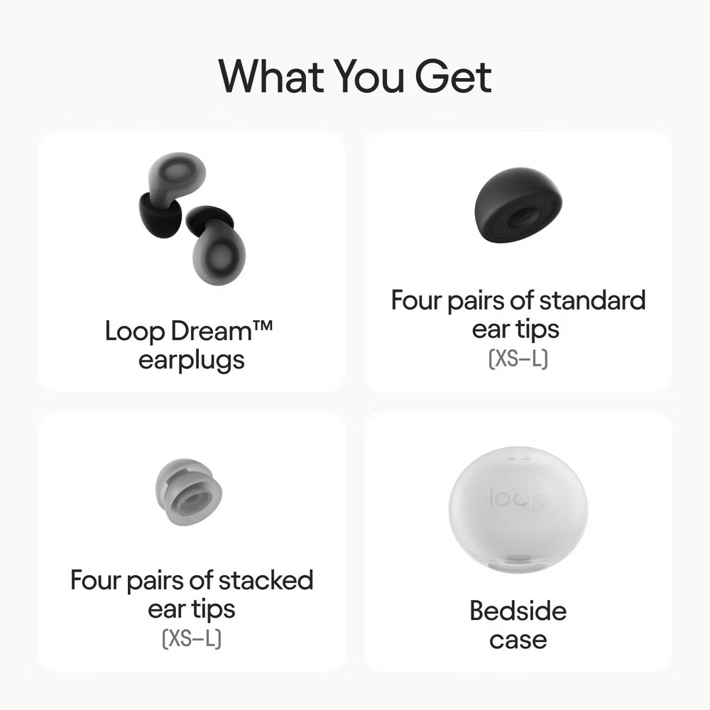 Loop Dream Earplugs for Deep Sleep, Napping and Snoring - Black