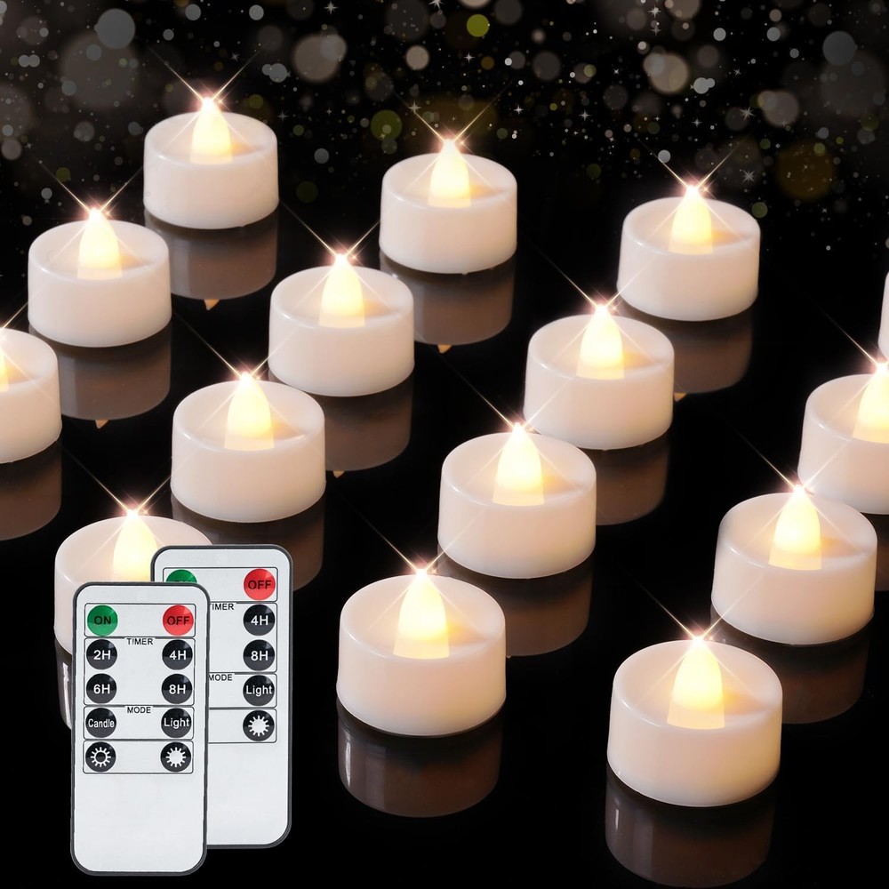 BEICHI Remote Candles, 24 Pack Timer 24-Pack, Warm White Light, Shell