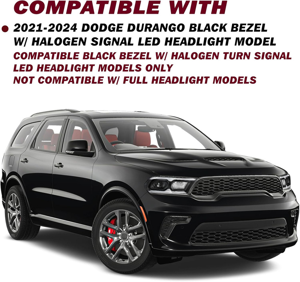 Right Passenger Side Headlight Assembly Fit for 2021-2024 Dodge Durango Black Be