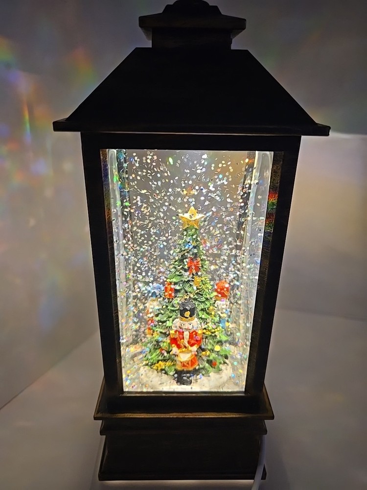 Christmas snow globe lantern With Tree & Nutcrackers - Battery Or DC.