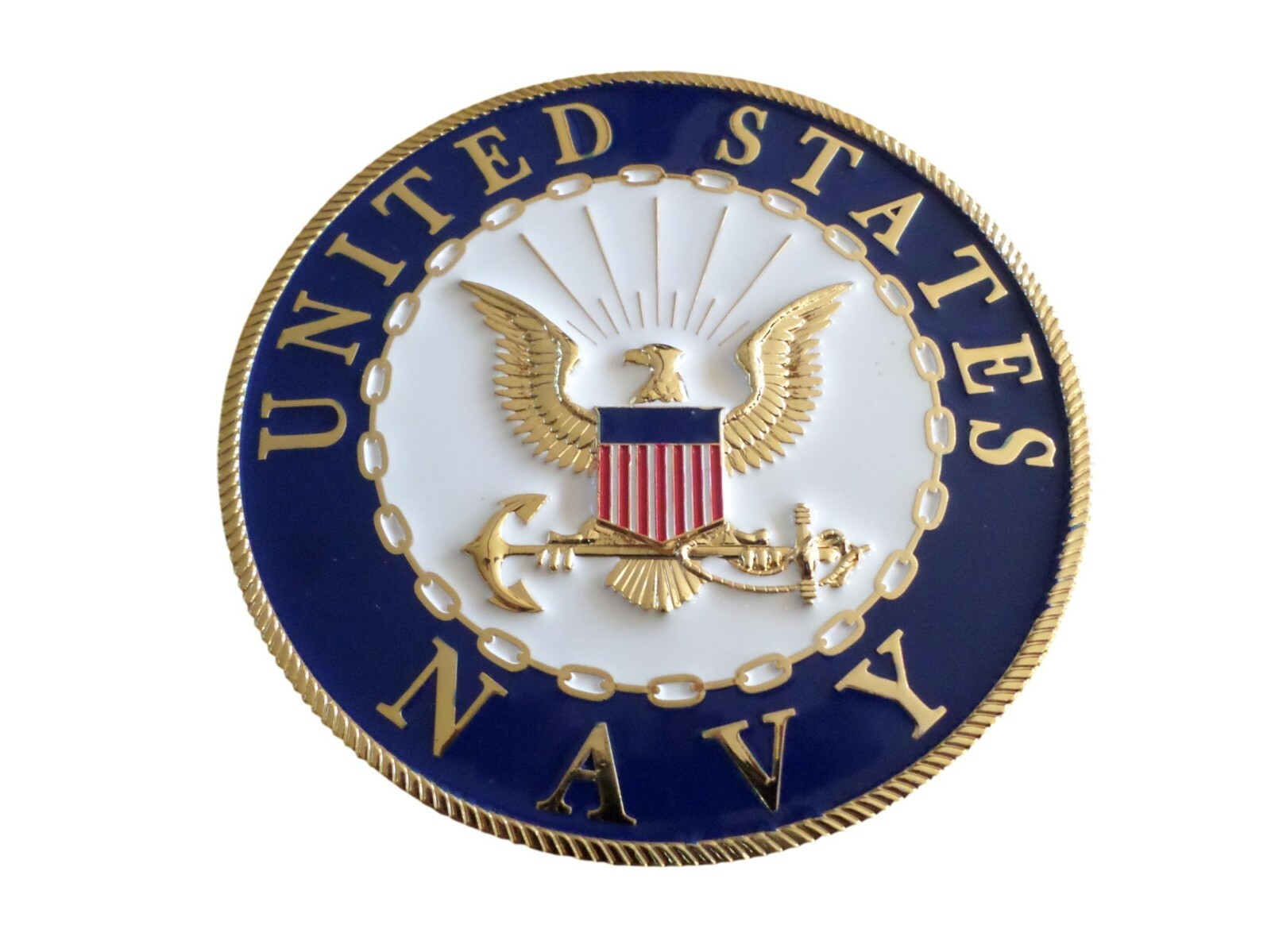 U.S NAVY METAL MEDALLION ENAMEL SHADOW BOX PRESENTATION EMBLEM PLAQUE 4" X 4"