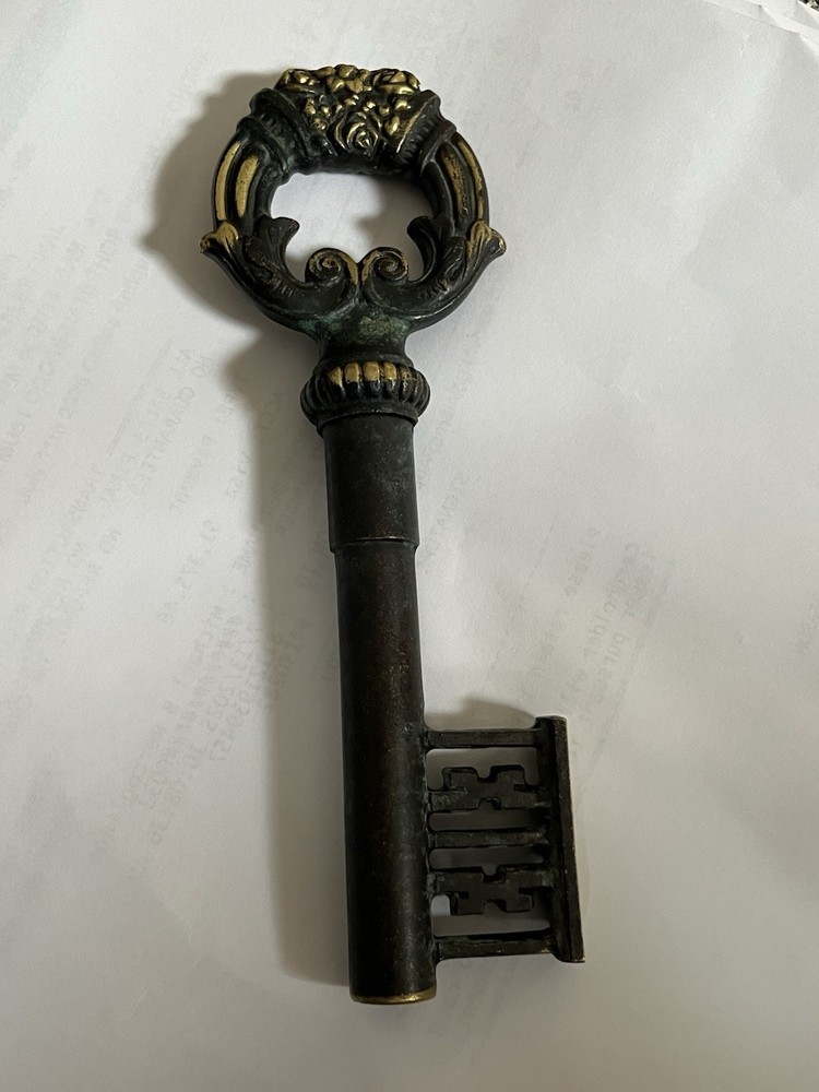 Vintage Large Brass Skeleton Key Cork Screw