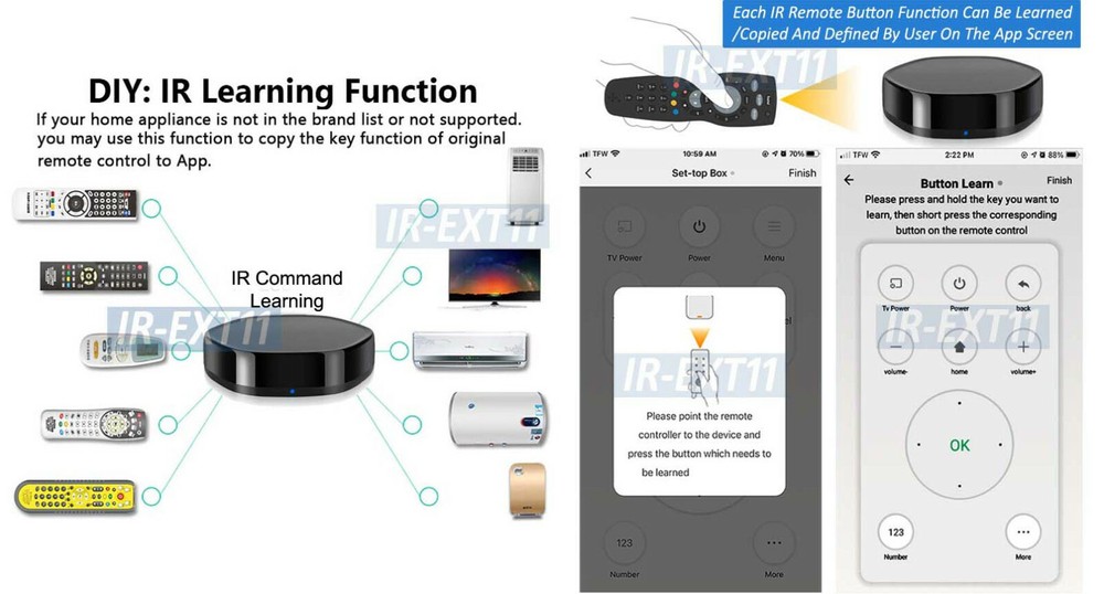 Universal IR Remote Learning Dongle Transmitter Over 2.4G Wi-Fi Network
