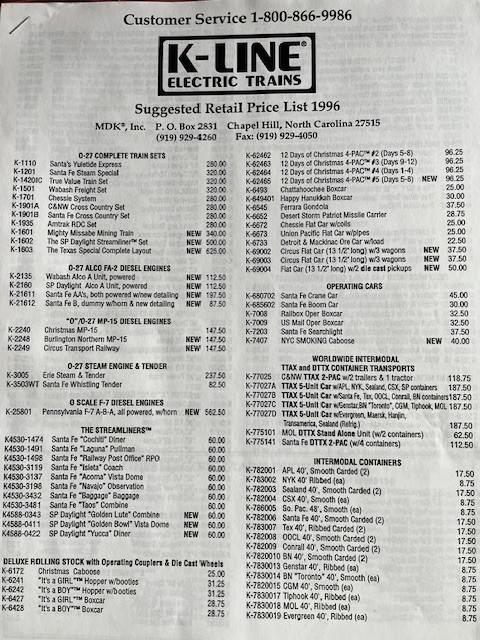 K-LINE MODEL TRAIN Catalogs - 2000 First Edition & 2004 Second Ed - 2 Catalogs!