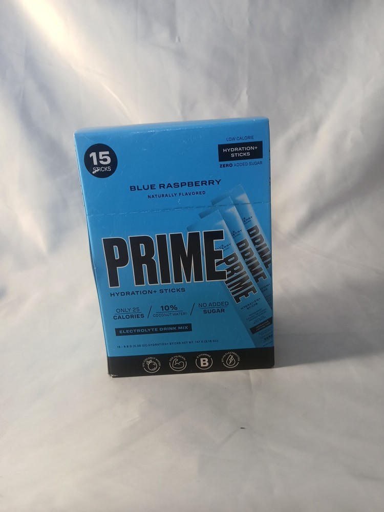 PRIME Hydration+ BLUE RASPBERRY Electrolyte Drink Mix 15 packets total