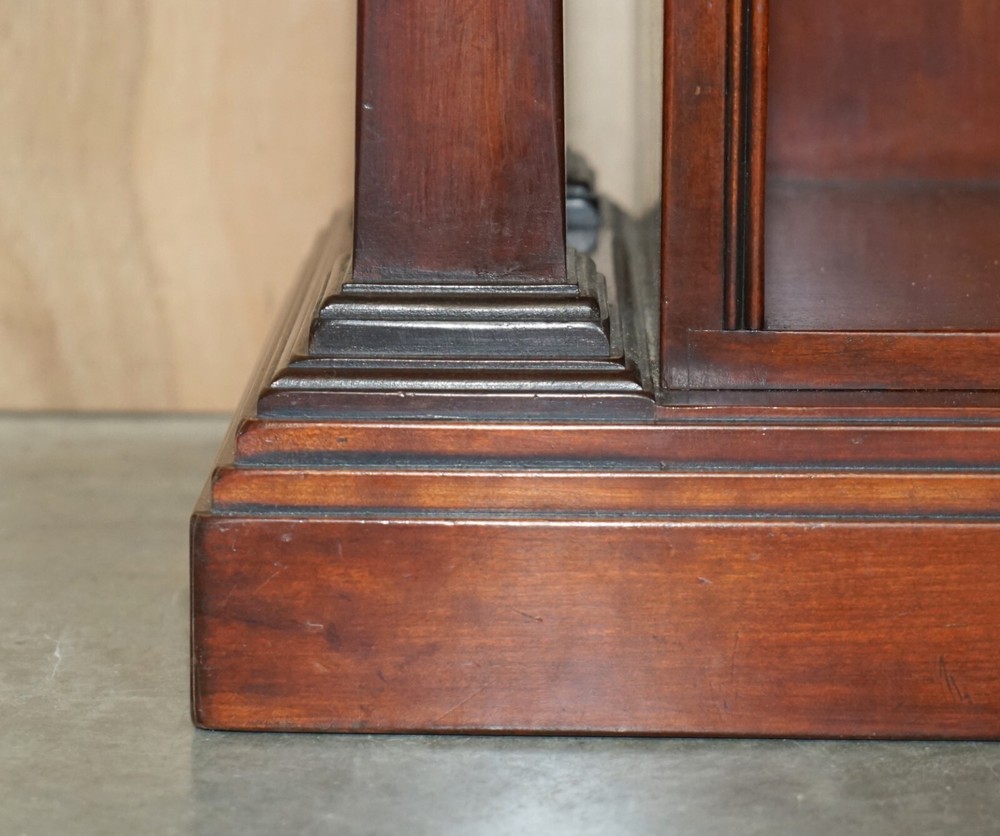 REH KENNEDY HARRODS LONDON SOLID MAHOGANY OPEN PILLARED DWARF LIBRARY BOOKCASE