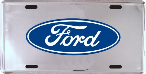 Ford Logo Embossed Metal License Plate