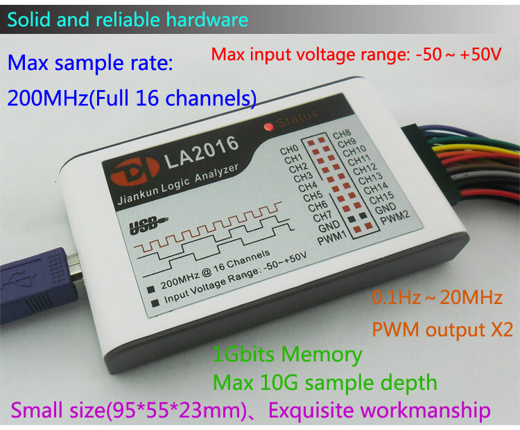 LA2016 USB Logic Analyzer 200M MAX Sample Rate 16Channels 2M PWM 10B samples