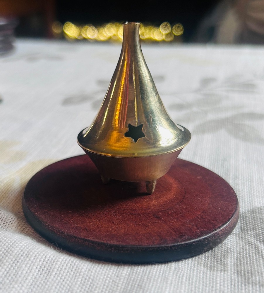 2” Decorative Brass Cone Incense Burner 3 Leg Standing