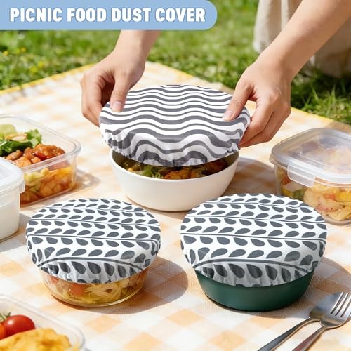 6 PCS Bowl Covers for Bread Proofing, Reusable Elastic Fabric Grey Texture