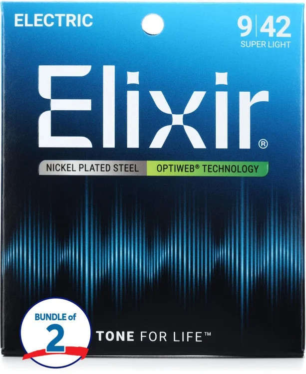 Elixir Strings 19002 Optiweb Electric Guitar Strings - .009-.042 Super Light