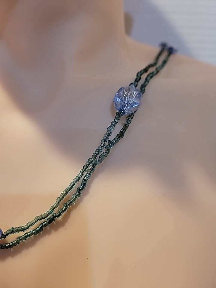 50 Inch Handmade Green Beaded Necklace