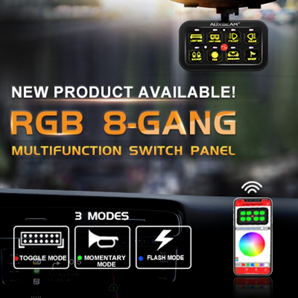 AUXBEAM AR-800 Multifunction 8 Gang RGB Switch Panel bluetooth APP Controller