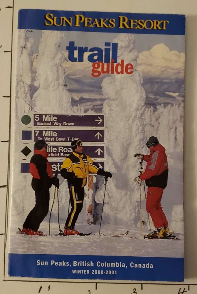 2000/01 SUN PEAKS SKI RESORT TRAIL MAP CANADA.  EX CONDITION