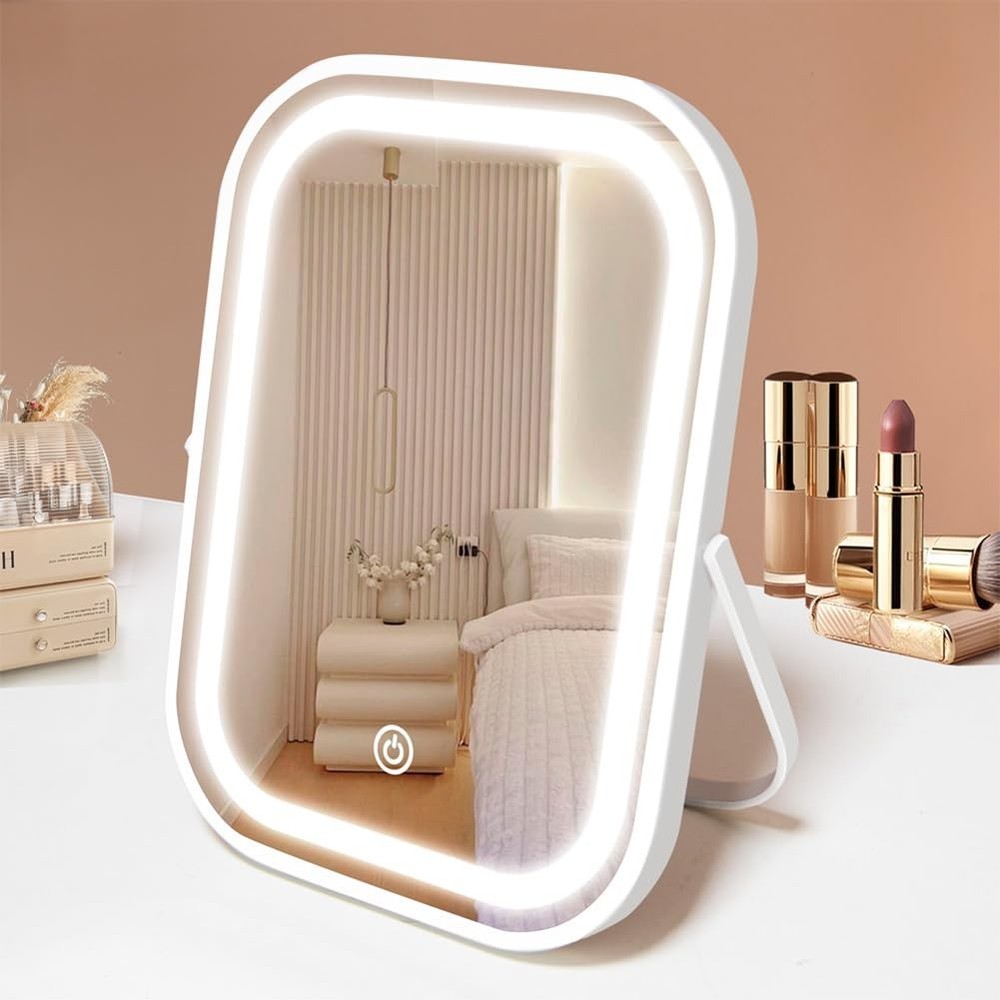 Travel Makeup Mirror with Lights Portable Folding LED Vanity Mirror Dimmable