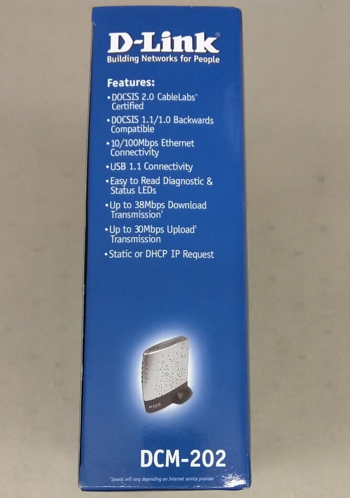 D-Link DCM-202 Cable Modem EUC Ethernet USB Stand CD-ROM