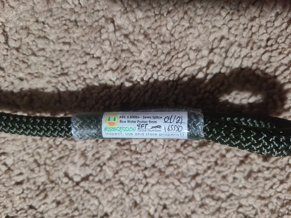 BlueWater Ropes Protac 9mm Setup in Olive Drab - Tether or Lineman's Belt