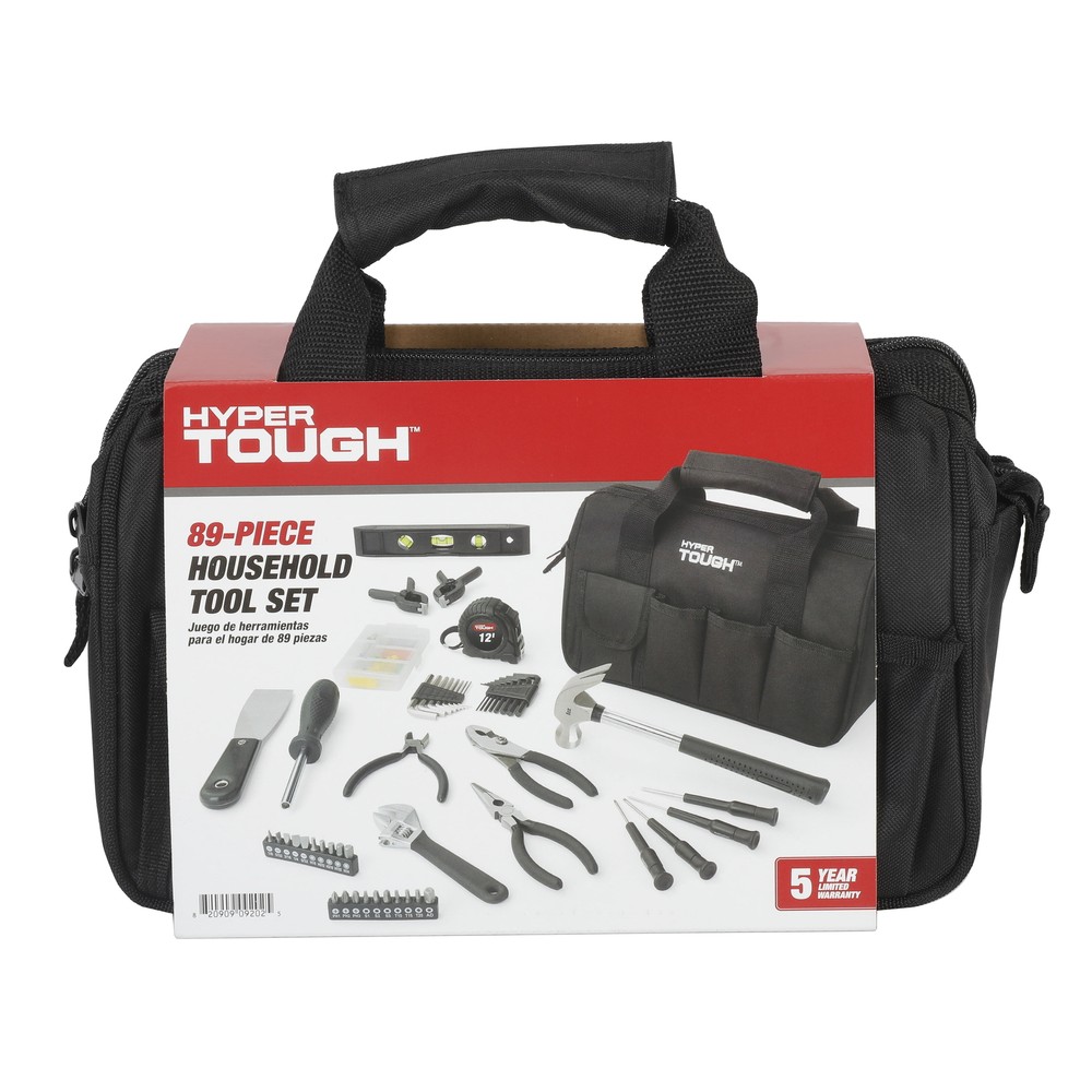 Hyper Tough 89-Piece Black Household Tool Set, New