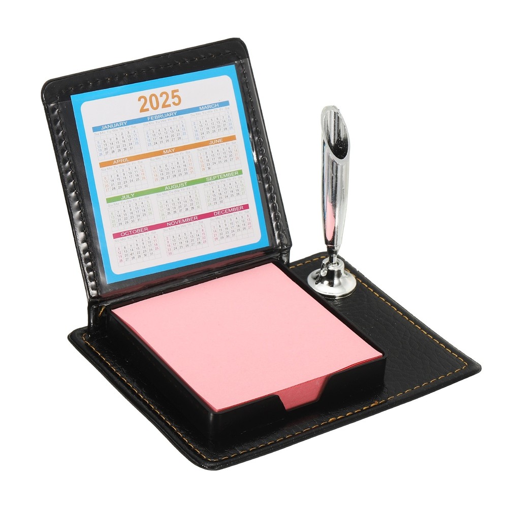 1pcs Leather Sticky Notes Holder, Post Notes Holder with Pen Holder,Pink