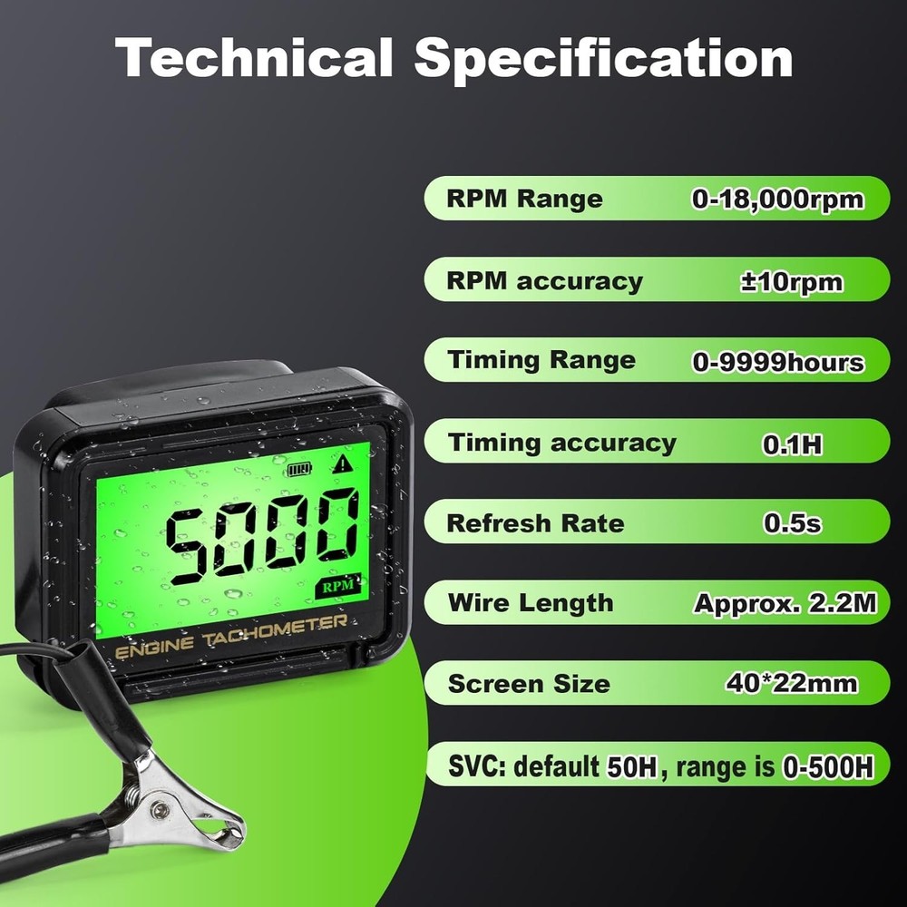 Multifunctional Digital Tachometer with Clip - Ideal for Chainsaws & Mowers