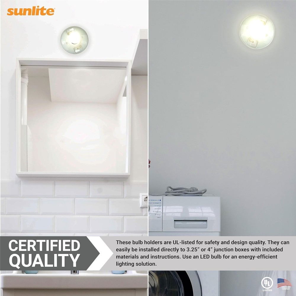 Medium Base E26 Porcelain Lamp Holders for 3.25” & 4” Junction Boxes - 6-Pack