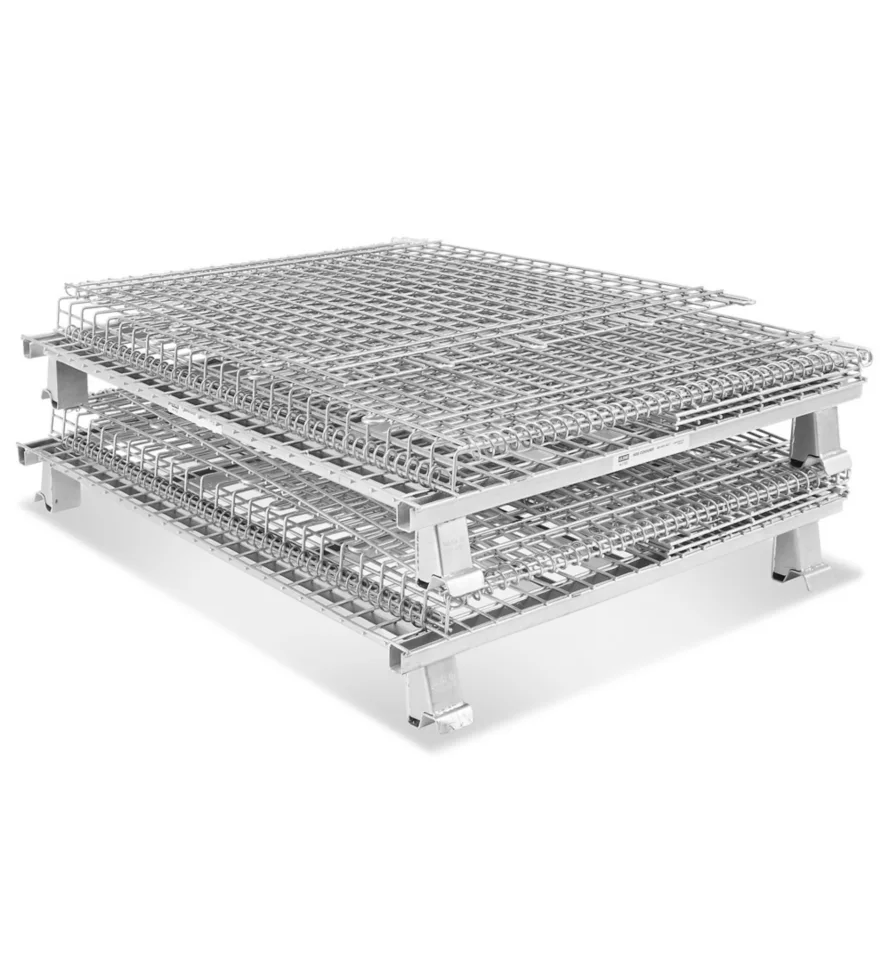 1 Collapsible Stackable Container Wire Mesh Warehouse Shipping Pallet Cage