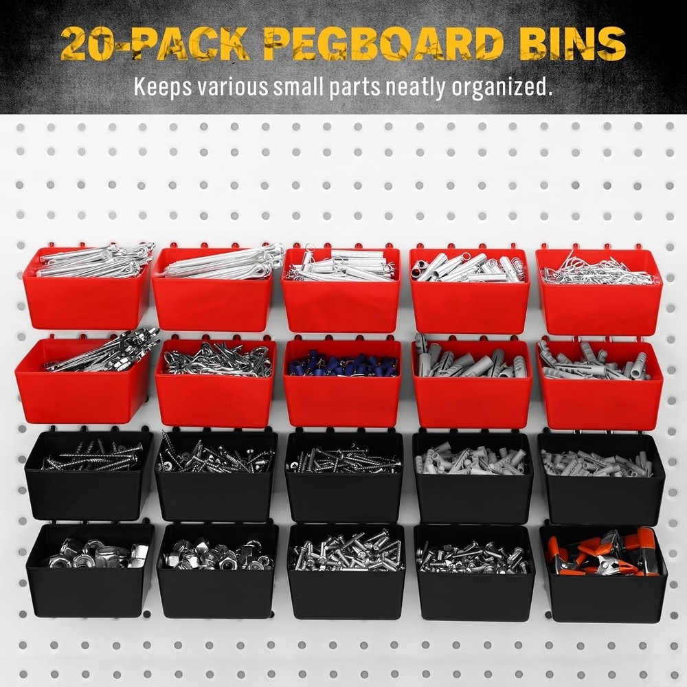 297PCS Pegboard Hooks Kit, Peg Board Organizer Accessories with Bins Organizing