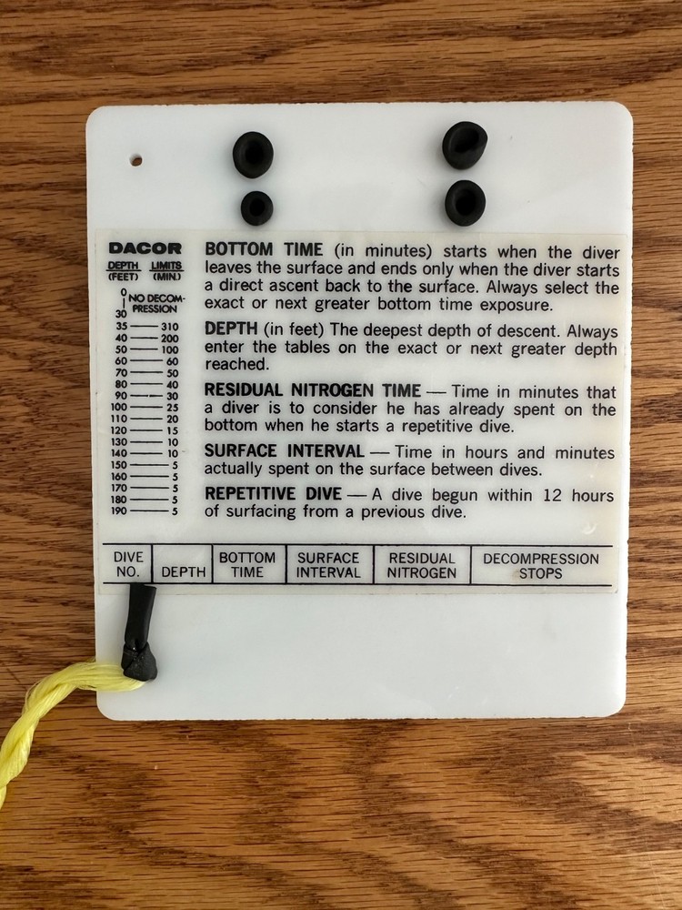 Dacor Scuba Diving Slate